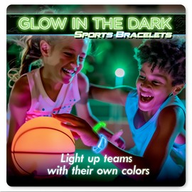 Glow in The Dark Sports Bracelets: 6 Blue, 6 Green | Identify Teams | Light Up 12 Players | for Glow in The Dark Basketball, Football, Volleyball, Soccer | Bright, Adjustable & Reusable