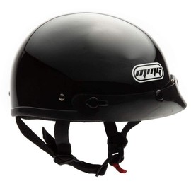 MMG Half Open Face Helmet Motorcycle Cruiser Classic DOT - Goggles Included. (Glossy Black, M)