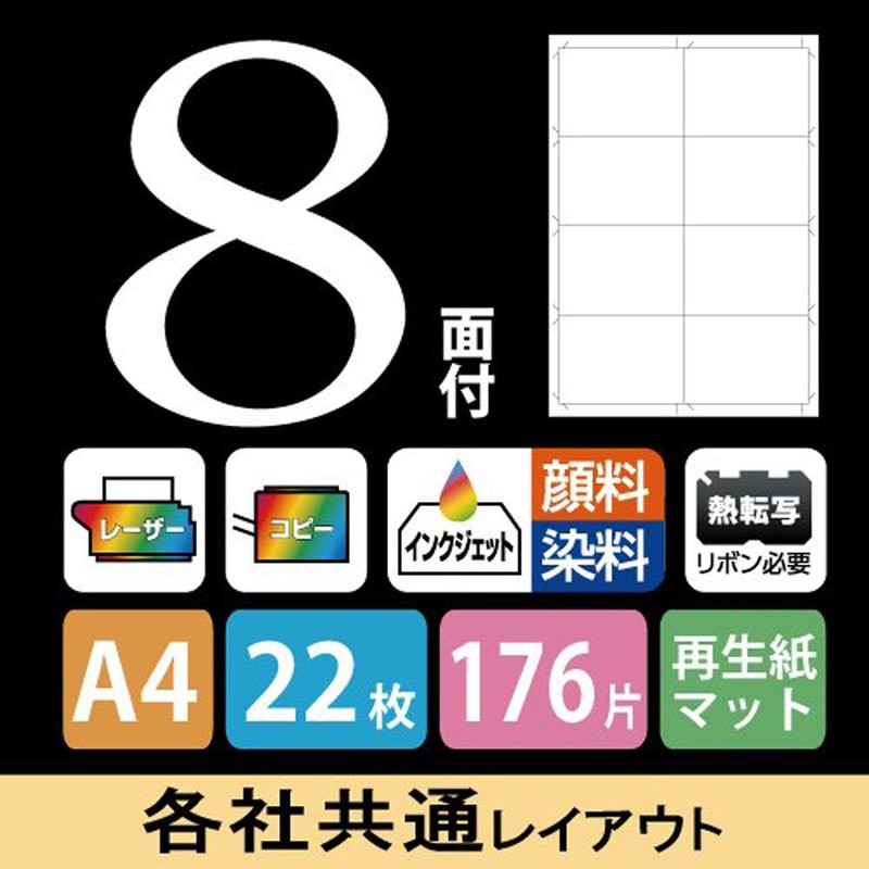 コクヨ プリンタ兼用 ラベルシール 8面 22枚 KPC-E1081-20