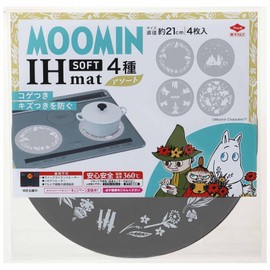 Toyo Aluminum IH Mat IH Cooking Heater Sheet, Water Wash, Thin Soft Type, Gray, Moomin, Diameter Approx. 8.3 inches (21 cm), Set of 4 S3148