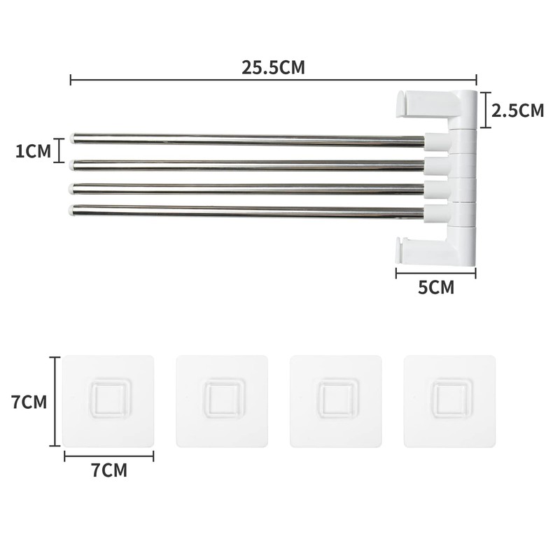 Swivel Towel Bar Wall Mounted 4 Arm Towel Rack Stainless