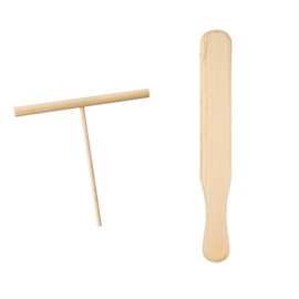 2 Pieces Crepe Spreader,Wooden Crepe Spatula,T Shape Wooden Batter Spreader Shovel Set Maker,Crepe Stick Set for Cakes,Pancake Making Tools,Suitable for Home Kitchen Cooking Baking Tools.