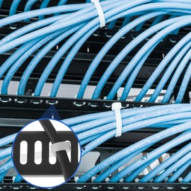 2 Pcs 1U Horizontal 19 Inch Rack Mount Cable Management Support Bar Bracket Cross Bar Server Cable Rack Mount with 50 Pcs Tie