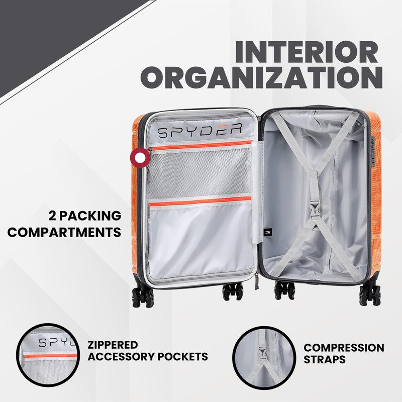 Spyder Matrix 25 Inch Expandable Hardside Upright Suitcase with 360°