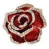 Women's Flower Brooch Pin, Burgundy Rhinestone Petal Brooch, Alloy Wedding