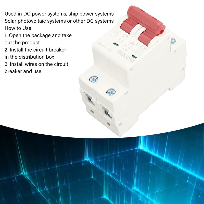 DC Miniature Circuit Breaker 2P 63A DC500V 6000A Breaking Capacity