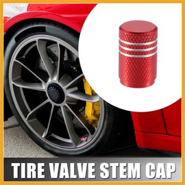 Partuto 5pcs Red Car Bike Tire Valve Stem Cap Wheel Rims Dust Proof Covers Replacement
