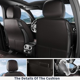 crossmiles 5PCS Leather Car Seat Covers - Waterproof Protection, Super Breathable, Stylish Auto Accessories for Most Car Front and Back - Universal Car Seat Cover - Black/Red-Diamond