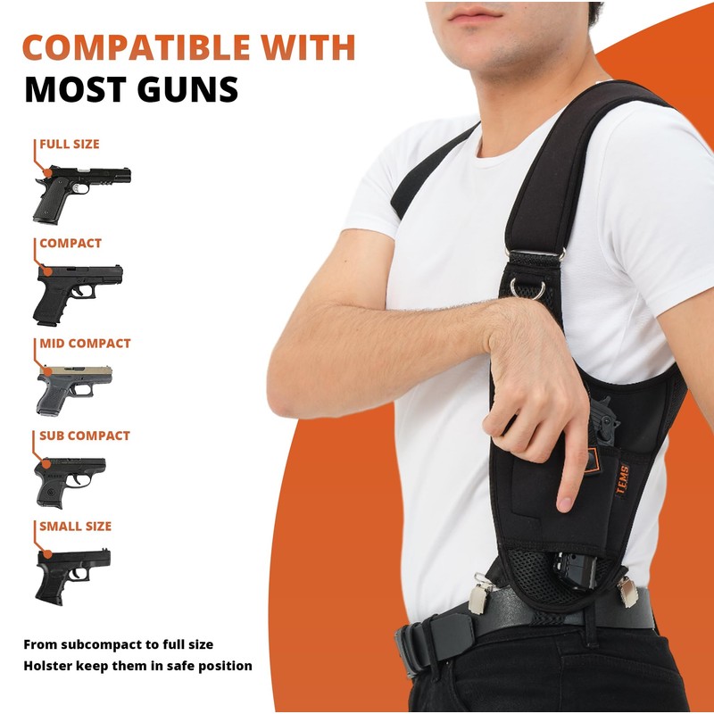 Shoulder Holster for Concealed Carry - Adjustable, Elastic, Universal Gun