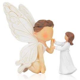 Vofstand Butterfly Angel Figurines Statue Gifts - Butterfly Angel with Girl Gifts for Women Girls Birthday Christmas Decorations Butterfly Art Decor for Room Bedroom Home Hand-Painted Sculpted Resin