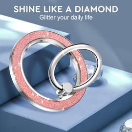 Magnetic Phone Ring Grip Stand Holder Bling, Magnet Phone Grip Ring Holder Glitter,Ring Phone Holder Sparkling Magnetic Phone Finger Ring Grip Kickstand for Smartphones