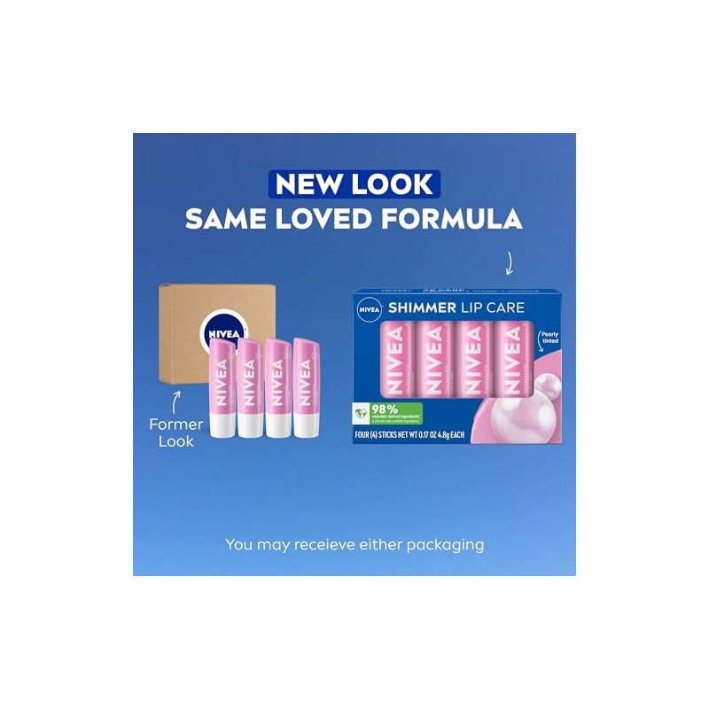 NIVEA Shimmer Lip Care, Moisturizing Lip Balm Stick with Shea