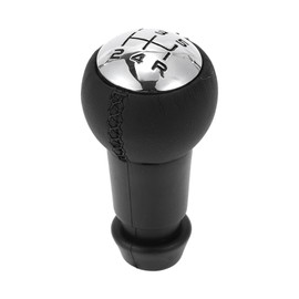 INFINAUTO 5 Speed Gear Shift Knob, Gearbox Stick Shifter Lever Knob No.2403AJ for Citroen C3 2002-2011 Plastic Faux Leather Black Chrome Silver Tone, 1 Pc
