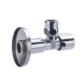 Schell Comfort 049170699 Corner Adjustment Valve Angle Valve Comfort 1/2 Inch DIN Angle Adjustment Valve with Handle, Self-Sealing Connection Thread, Long Shaft, Rosette 54 mm, Chrome Surface, 49170699