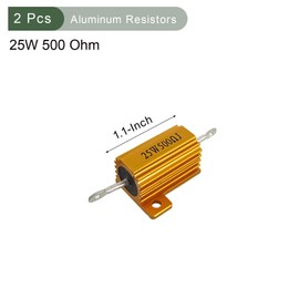 YOKIVE 2 Pcs Aluminum Case Resistor, Office LED Converter Replacement Wirewound Resistance, Great for Daily Use (Gold, 25W 500 Ohm)
