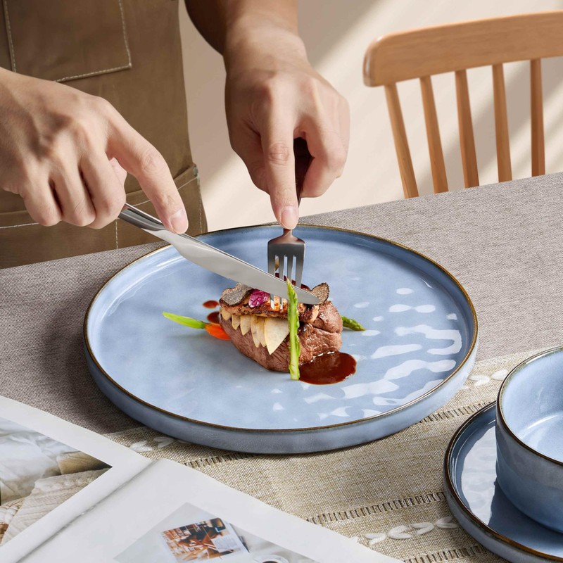 Herogo 18 Pieces Dishes Sets for 6, Stoneware Dinnerware Dishwasher