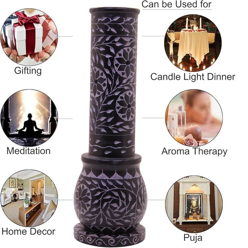KC KULLICRAFT Hand Carved Marble Soapstone Incense Stick Holder –
