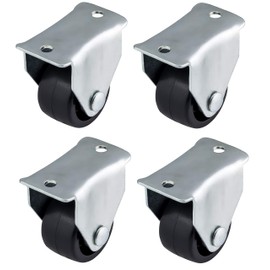 Qty. 4 x 25mm Fixed Mini Castors - Furniture, Appliance & Equipment Small Black Plastic Wheels by Bulldog Castors - Max 50Kg Per Set