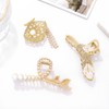 Formery Fishtail Hair Claws Gold Pearl Shell Hair Clips Rhinestone