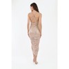 Bodycon Sequin Ruched Dress - Champagne - Size: S