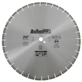 Archer PRO 20" in. Turbo Diamond Saw Blades for Fast Reinforced Concrete Cutting and Cured Concrete Cutting. for Cut-Off saws and Walk-Behind saws up to 13 HP.