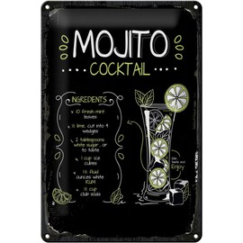 Blechschild 30 x 20 cm Mojito Cocktail Recipe - DekoNo7