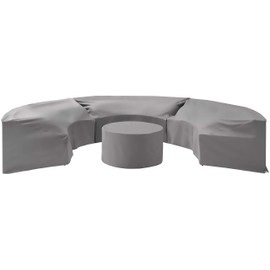 Crosley Furniture MO75016-GY Heavy-Gauge Reinforced Vinyl 4-Piece Catalina Cover Set (3 Round Sofas and Coffee Table), Gray