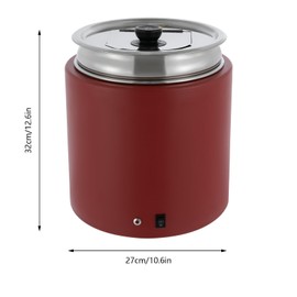Soup Warmer Pot, 2 Pack Commercial Soup Warmer Pot Electric Soup Kettle with Hinged Lid, 2.64 gal Tabletop Large Electric Food Warmer, Stainless Steel Soup Warmers for Home, Restaurant (Red)