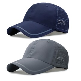 TAGVO Quick-Drying Baseball Cap for Men Women, Pack of 2 Adjustable Sun Protection Sports Mesh Baseball Cap, Lightweight, Breathable and Foldable Baseball Cap, Sun Hat for Travel, Outdoor Running