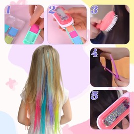 Girls Hair Chalk Salon Kit Washable Hair Styling Accessories Temporary Colour Hair Chalk Dye Tool for Kids, Hair Art Set with Hair Chalk, Hair Styling Kit for Girls Toys Gifts