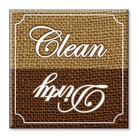 Dishwasher Magnet Clean Dirty Sign, Strong Clean and Dirty Magnet for Dishwasher (Vintage Burlap)
