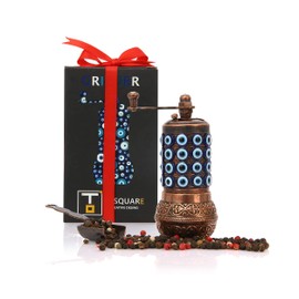 Healinnova 4.12 in Coffee Salt Black Pepper Spice Peppercorn Grinder, Adjustable Coarseness, Refillable, Manual Handle, Hand Crank, Vintage and Decorative Gift (Antique Copper)