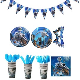 91 pcs Robot Birthday Party Decorations, Robot Happy Birthday Tableware, Tissue,Cup,Mask,Robot Theme Party Supplies for Boys Girls Kids Baby Shower