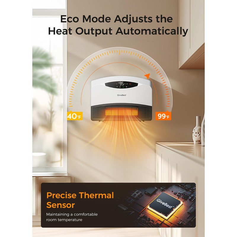 GiveBest Electric Wall Heater with WiFi and Remote Control, Floor