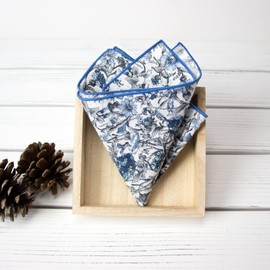 Spring Notion Cotton Floral Handkerchief Hanky Pocket Squares Matching David's Bridals Colors for Men and Boys, 54-Steel Blue 9.5 inch - Men