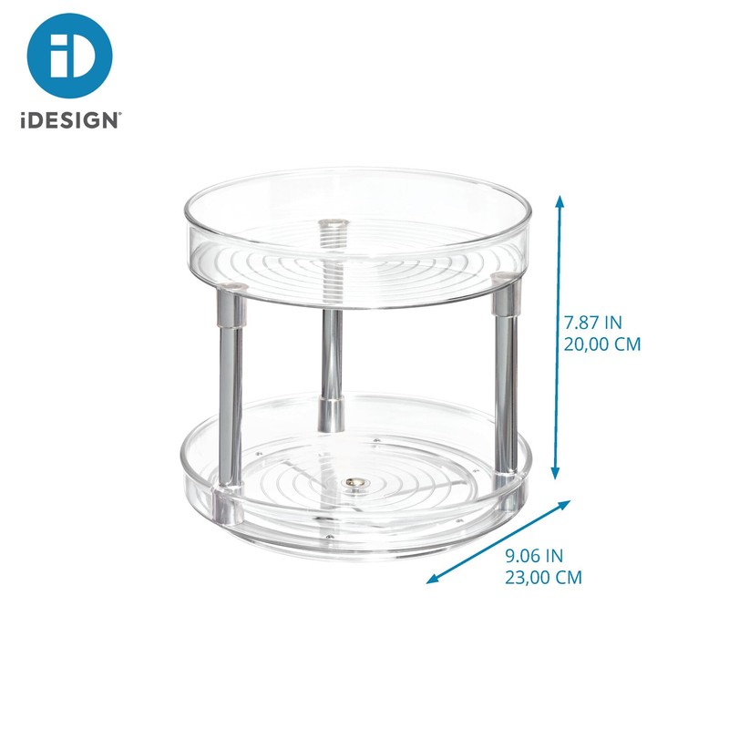 iDesign 9-Inch Recycled Plastic 2-Tier Lazy Susan Organizer – Linus