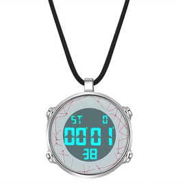 JewelryWe Pocket Watch Men Women Digital Quartz Watch 30 m Waterproof Date Week Calendar Alarm Sports Watch with Leather Necklace Chain Watch Gift Red
