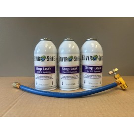 Enviro-Safe Refrigerants Stop Leak for R12, Envirosafe stopleak, 3 cans, 1 Charging Hose