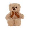 Idena 40256 Teddy Bear with Cuddly Fur in Beige and Brown Bow, Cuddly Toy for Babies and Children, Approx. 20 cm