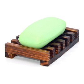 Medifier Seifenschale aus natürlichem Holz, handgefertigt, für Schwämme, Schrubber, Seife (vertikaler Stil), 2 Stück