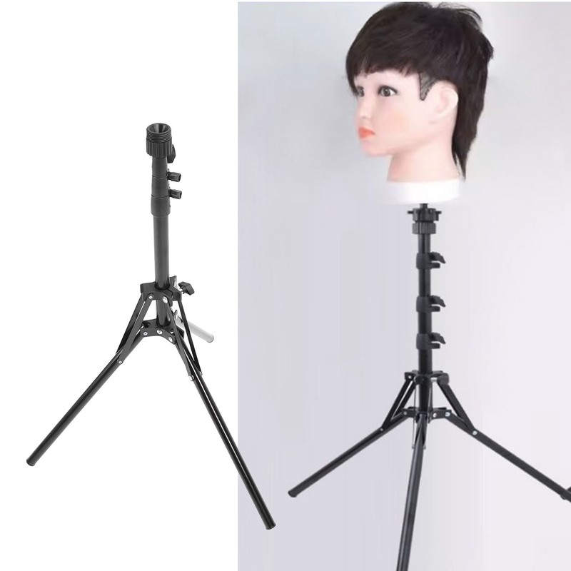 Wig Head Stand Tripod Aluminum Alloy Adjustable Height Portable Mannequin