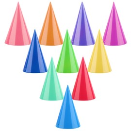 Hooqict 10 PCS Mini Birthday Party Hats Colorful Paper Cone Hats for Kids Pets Stuffed Animals Birthday Baby Shower Party Supplies, Assorted