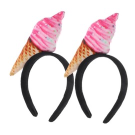 FRCOLOR Pack of 2 ice cream headband, funny ice cream cone hair accessory for costume parties, festivals and holidays, colourful headgear for women and fun hair decorations