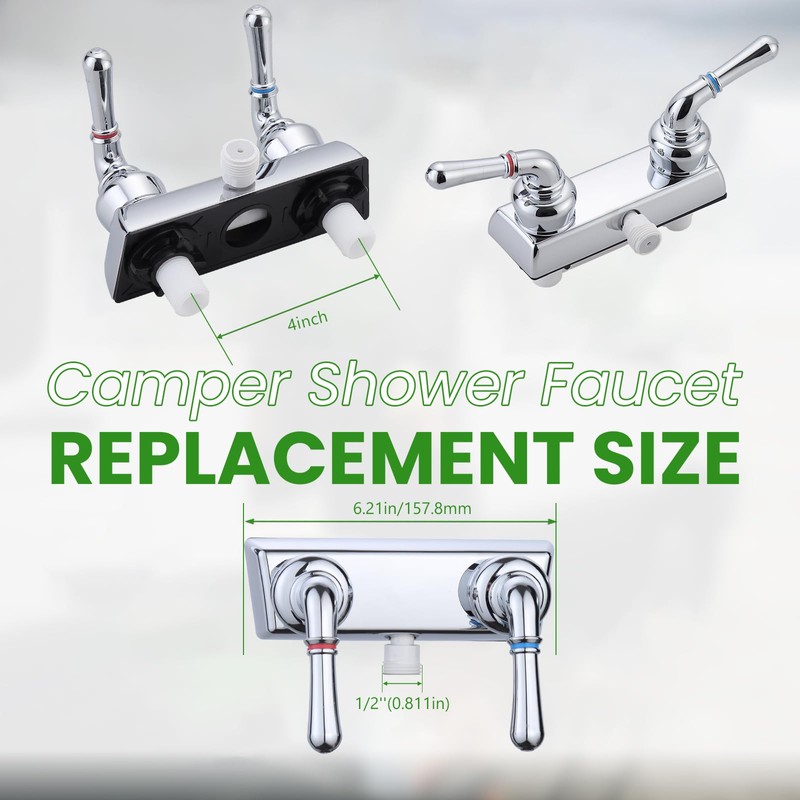 RV Shower Faucet, Camper Shower Faucet Diverter with Classical Handles,