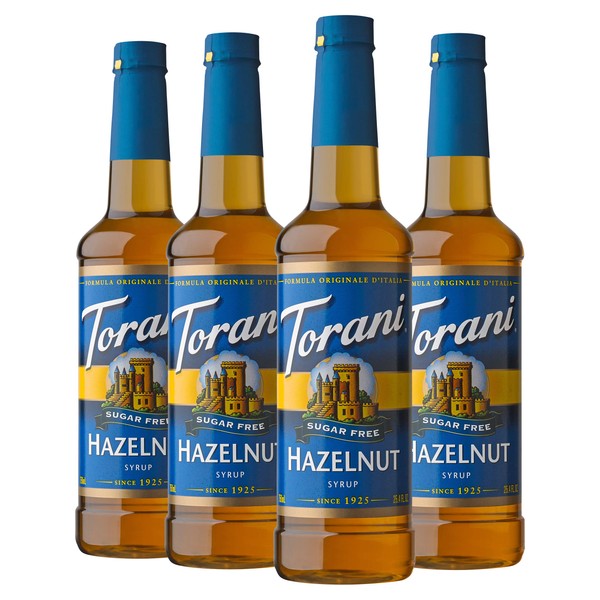 Torani Sugar Free Syrup, Hazelnut, 25.4 Oz, Pack of 4