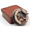 KHUMYAYAD Handmade Brass Sundial Compass Fully Functional with Pure Leather