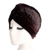 Decou Feather Image Velvet-Feel Twist Pleated Hair Wrap Stretch Turban