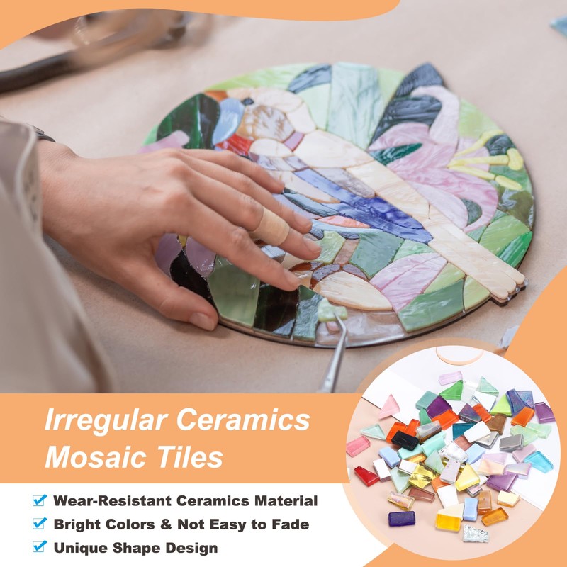 sourcing map Irregular Glass Mosaic Tiles, 100g/0.2LB Irregular Stained Glass