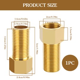 Fascetta Brass Threaded Pipe Fitting 50mm 1/2 Pt Male X 1/2 Pt Female Adapter Water Pipe Extension Joint Female Male Thread Pipe Corrosion Resistant Brass Hose Connector for Connect Pipes