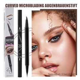 Curved Microblading Augenbrauenstift, 2in1 Dual-Ended 3D Eyebrow Pencil, Wasserfest & Wischfest Augenbrauenstift Härchenzeichnung Natürliche, Braun Eyebrow Pen with Curved Tip & Präziser Pinselspitze
